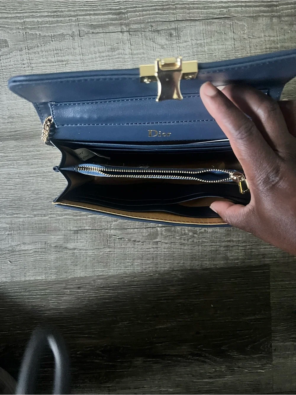 Christian Dior Blue Logo Canvas Wallet